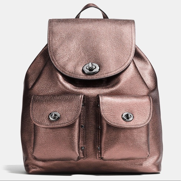 Coach Bronze Turnlock Rucksack - Picture 1 of 8